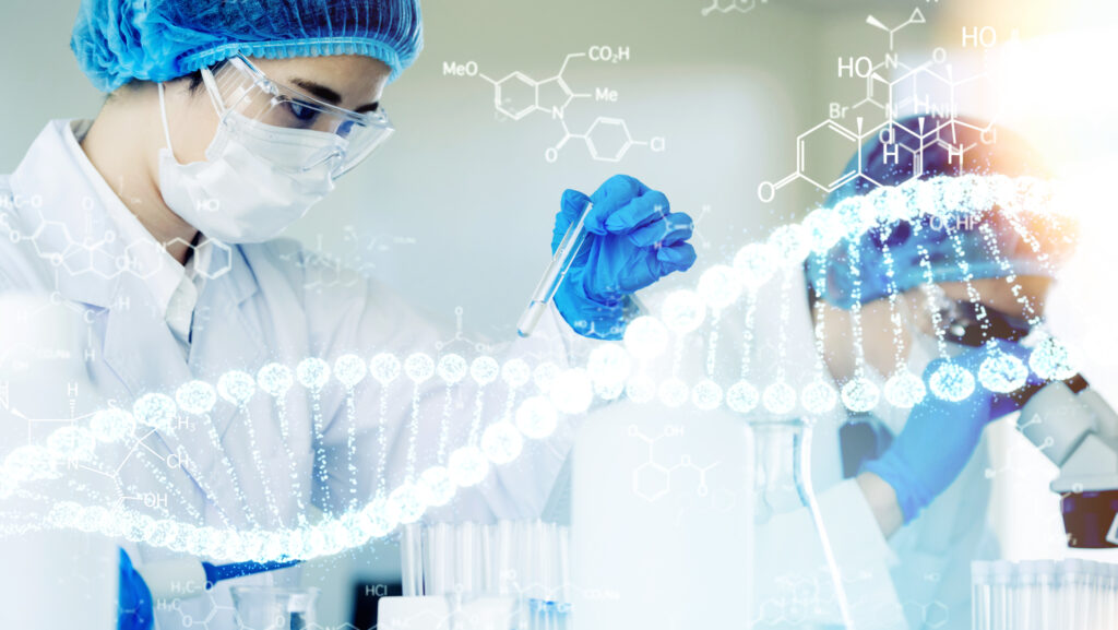 Genetic engineering concept. Genetic testing. pharmacy. Regenerative medicine.